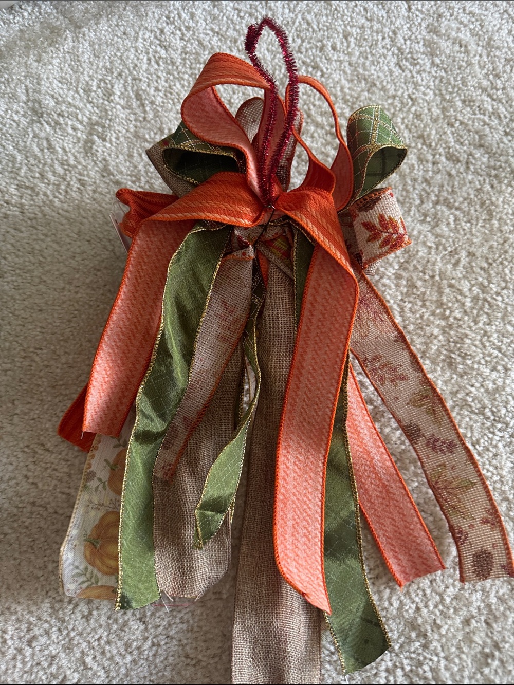 Autumn Harvest Decorative Bow for Wreaths or Flower Arrangements - Picture 2 of 5